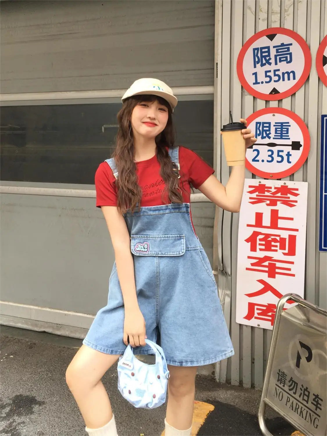 Denim Jumpsuit Rabbit Ears Cute Girl Chic Wide Legs High Waist Loose Korean Japan High Street Solid Jump Suits Women
