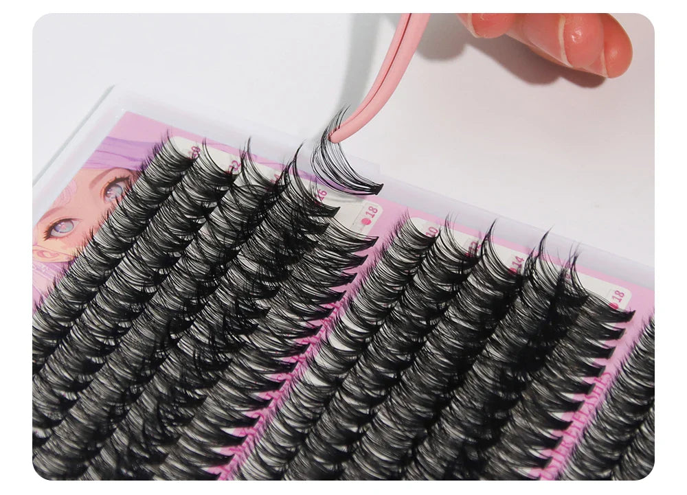 ANNAFRIS 300Pcs DIY Cluster Lash Extension Kit Color individual Lashes Kit with Lash Bond&Seal Remover Tweezers