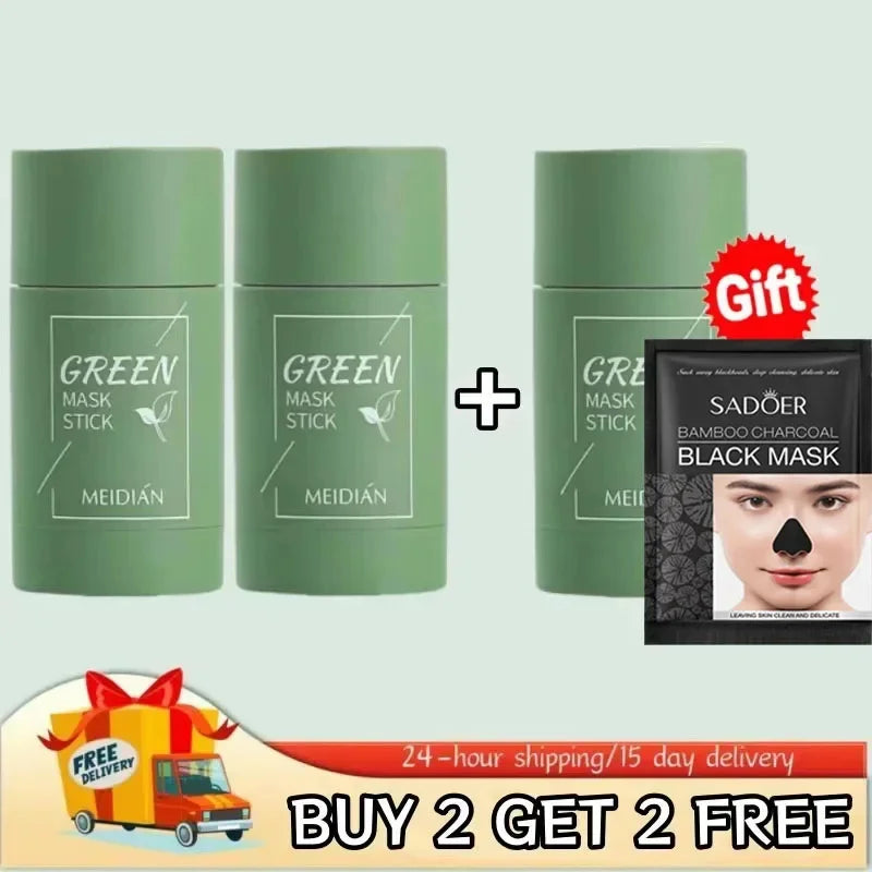 Green Tea Remove Blackhead Solid Mask Dispel Acne Blemish Cleansing Stick Mask Shrink Pores Tighten Whitening Repair Skin Care