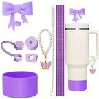 9pcs Accessories for Stanley 40oz Tumbler Cup Spill Proof Stopper 10mm Straw Cover Cap Silicone Boot Charm Chain Straw and Brush