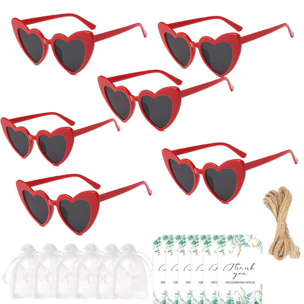 12-60Pcs Wedding Bridal Heart Shaped Sunglasses Party Favors Gift for Guests Bachelorette Hen Party Glasses Bridal Shower Decor