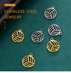 EUEAVAN 5pcs Mini Charms Stainless Steel Volleyball Charm for Bracelet Necklace Earrings DIY Jewelry Making Supplies Wholesale