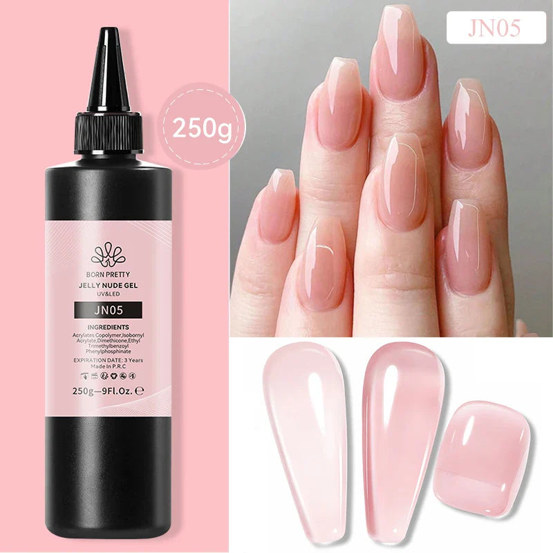 BORN PRETTY 250g Translucent Jelly Red Nude Gel Nail Polish Winter Autumn Manicure Soak Off UV LED Nail Art Gel Christmas Red