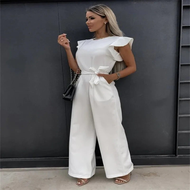 20244 Summer European and American Jumpsuit Women's Casual Pants Ruffled Strap Jumpsuit