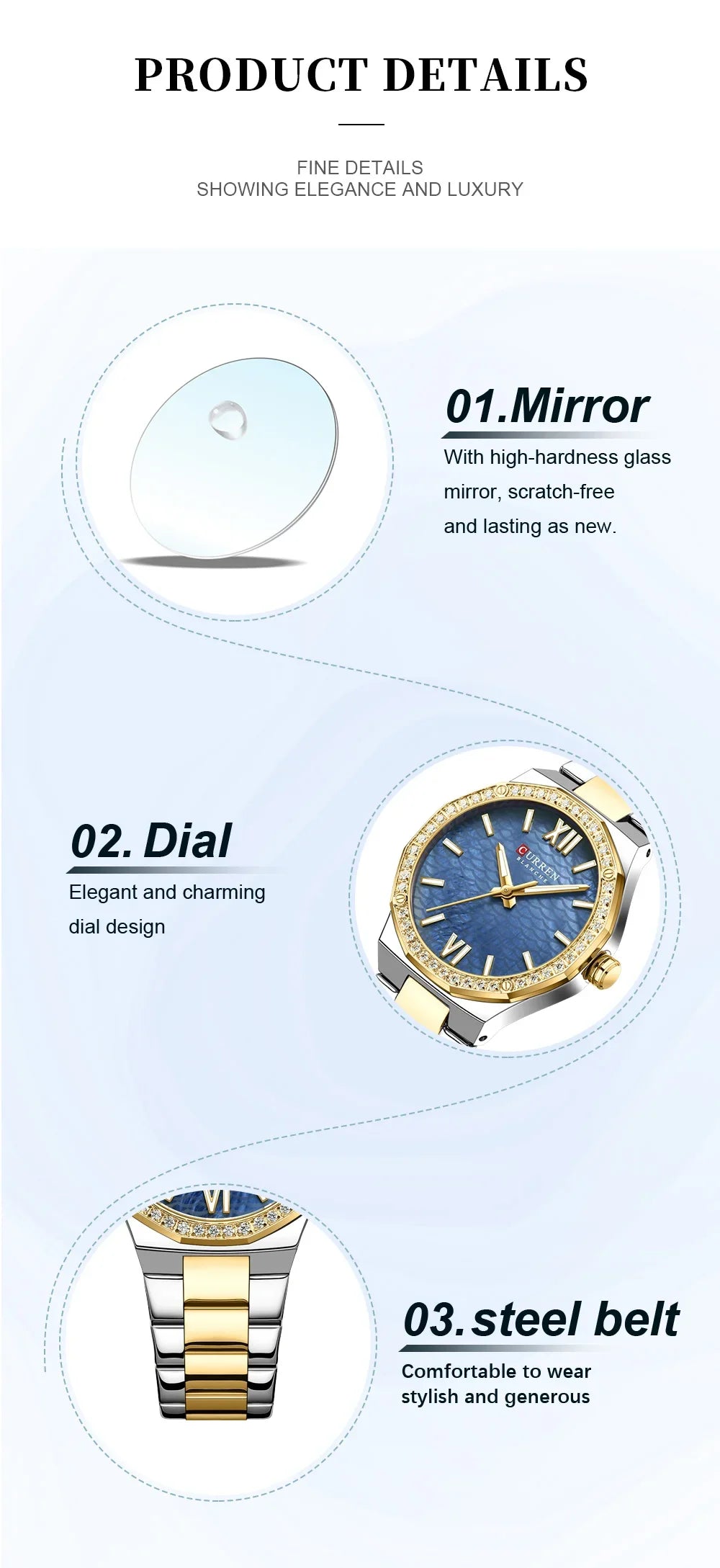 CURREN 2025 Casual Ladies Quartz Wrist Watch Luminous Bracelet Women Watch Clock Luxury Brand Design Women Montre Femme Reloj