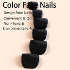 24pcs Black False Toenails Solid Color Glossy Fake Toenails Wearable Full Cover Ins Square Press on Toenail Patch for Girl Women