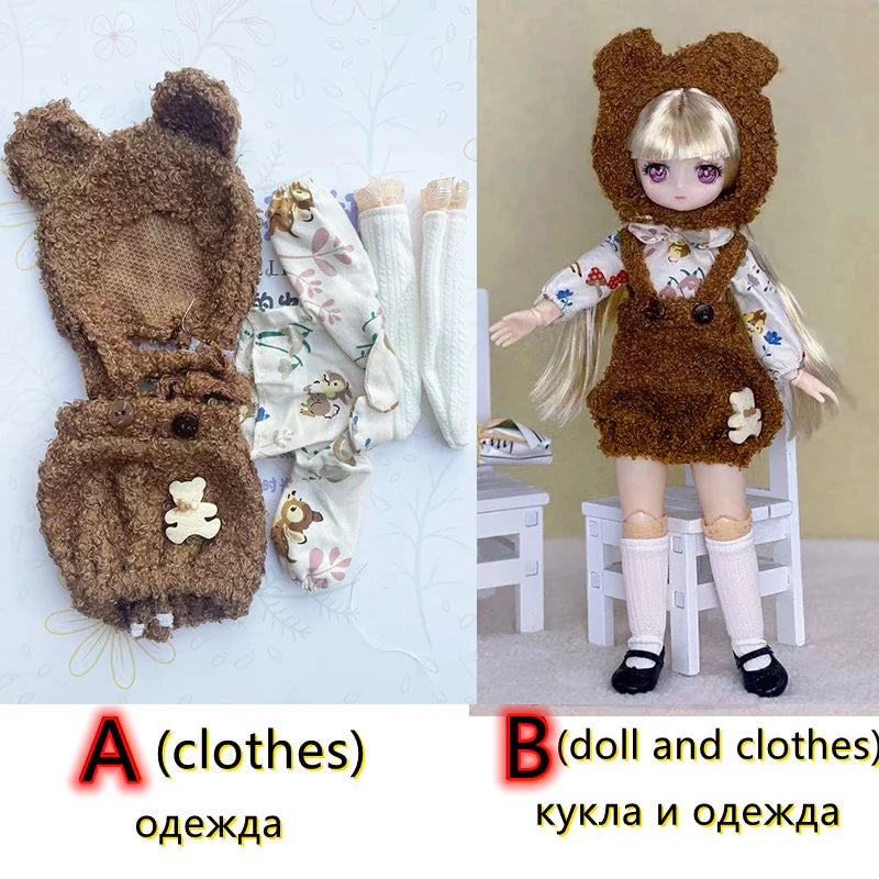 30cm Two-dimensional Doll Comic Face 1/6 Bjd Doll or Dress Up Clothes Children's Girl Birthday Gift Toys Kids Toys