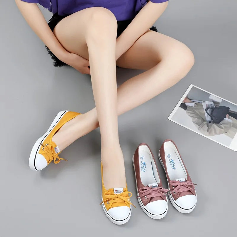 Canvas Small White Shallow Cut Summer Flat Sport Casual Ladies Soft Sneakers Platform Zapatillas De Mujer Tenis Women Luxury