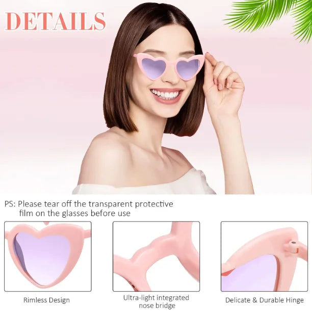 12-60Pcs Wedding Bridal Heart Shaped Sunglasses Party Favors Gift for Guests Bachelorette Hen Party Glasses Bridal Shower Decor