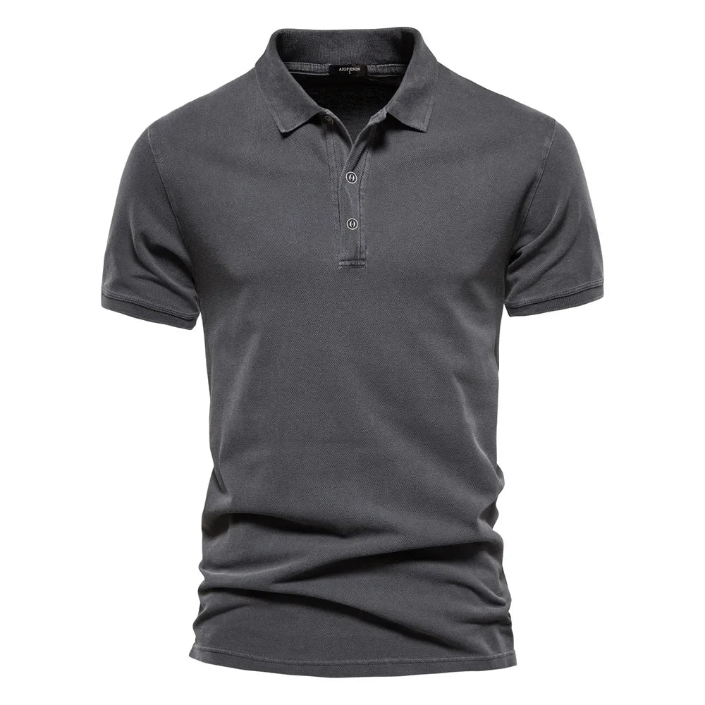 2025 Men's Slim Fit Cotton Polo Shirt - Stylish Lapel Design for Casual & Business Golf Wear