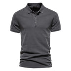 2025 Men's Slim Fit Cotton Polo Shirt - Stylish Lapel Design for Casual & Business Golf Wear