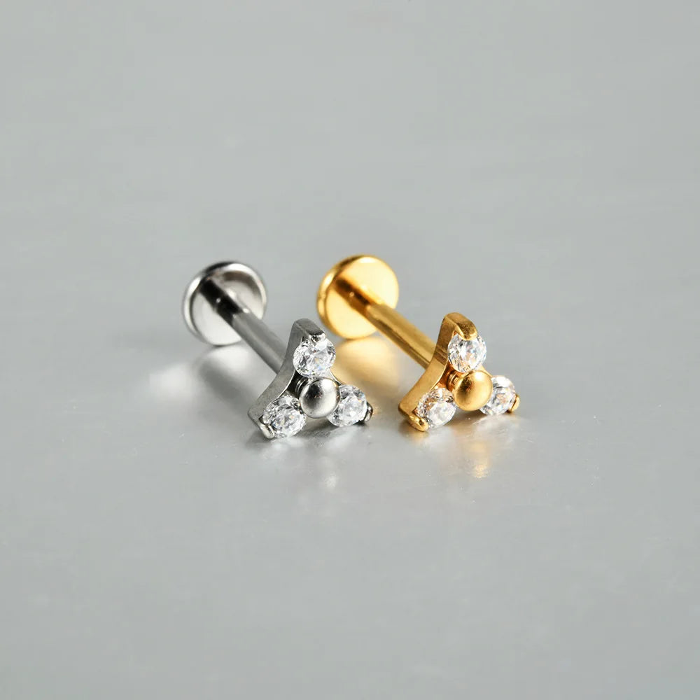 1PC ASTM F136 Titanium Flower CZ Labret Stud Internal Thread Piercing Lip Stud Daith Conch Earring Piercing Jewelry Wholesale