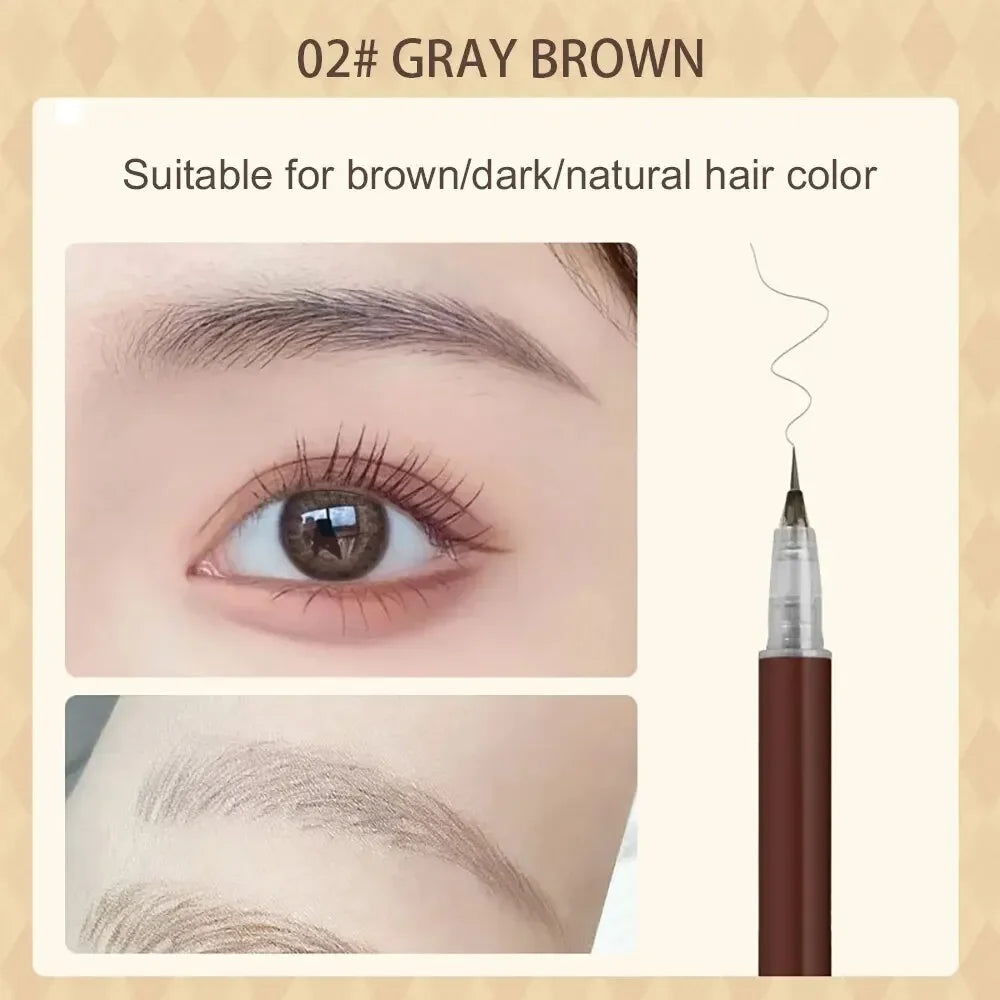 0.01mm Ultra Fine Liquid Eyebrow Pen Long Lasting Black Brown Waterproof Non-smudge Colorfast Natural Eye Brow Makeup Cosmetics