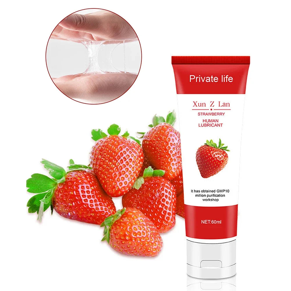 60-100ML Strawberry Flavored Edible Lubricant Sex Oral Water Base Silicone Lubrication Silk Touch Anal Orgasm Gel Gay Sex Oil