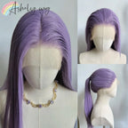 Ashely Light Purple Wig Special Grey-purple Lace Front Wigs 26inch long straight 13*4 Synthetic Lace Wigs for Cosplay Daily Use