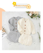 Baby Clothes Sets Cotton Knitted Newborn Boys Girl Sweater Long Sleeve +Pants Autumn Infant Children Cardigan +Shorts 0-18M 2PCS