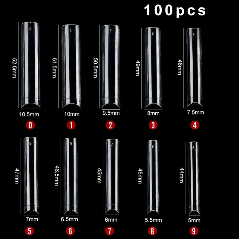 100/200PCS Professional 3XL Extra Long Clear Square Nail Tips Half Cover Acrylic Nails NO C CURVE Long Square Fake Nail Tips