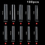 100/200PCS Professional 3XL Extra Long Clear Square Nail Tips Half Cover Acrylic Nails NO C CURVE Long Square Fake Nail Tips