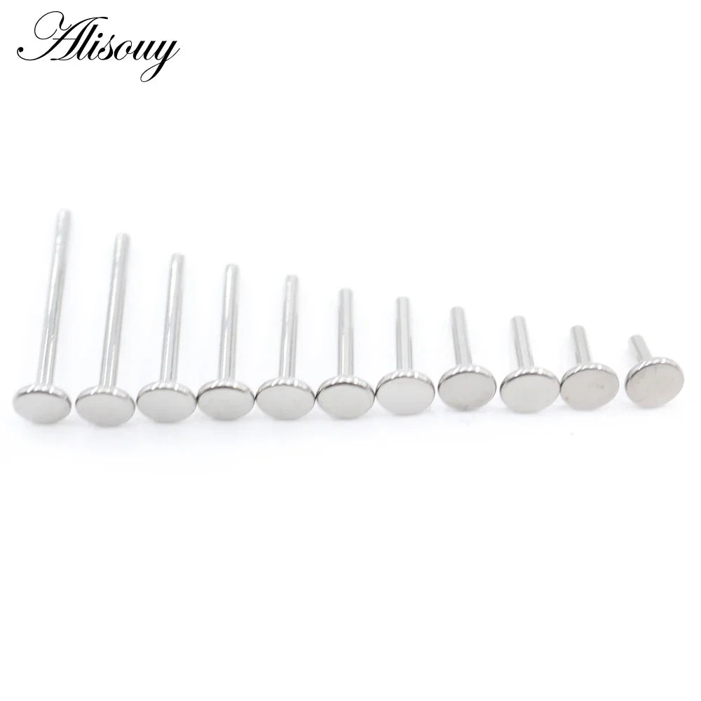 Alisouy 1PC G23 Titanium Internally Threaded Labret Shaft Lip Replacement Flat Bar Ear Tragus Stud Earring Body Piercing Jewelry