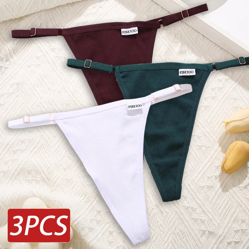 Cotton Sexy Thongs Adjustable Women's Panties Soft Panties Low Waist Seamless Thongs Woman Lingerie Tangas Mujer S-XL FINETOO