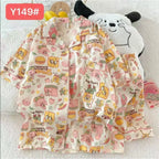 Cute Pink Cloud Cotton Spwear Bear Print Home Clothes Long Sve ort Sve Women's Comfortable Home Suit Summer Thin