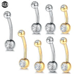 10pcs/lot Titanium CZ Crystal Belly Button Ring Navel Bar Piercing 6/8/10/12mm Belly Nombril Piercing Sexy Jewelry for Women 14G