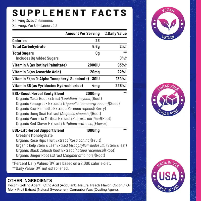 Breast Gummies for Women's Breast Development Breast Care Supports Hair Growth and Strength