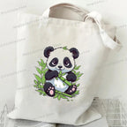 Canvas Bag for Women Cartoon Panda Printed Shopper Handbags Storage Reusable Canvas Shoulder Bag China Panda Female Tote Bag