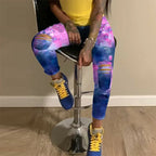 2025 New Ripped Jeans For Women Yellow Scratch Denim Pencil Pants High Waisted Stretch Skinny Hollow Out Sexy Female  Mujer