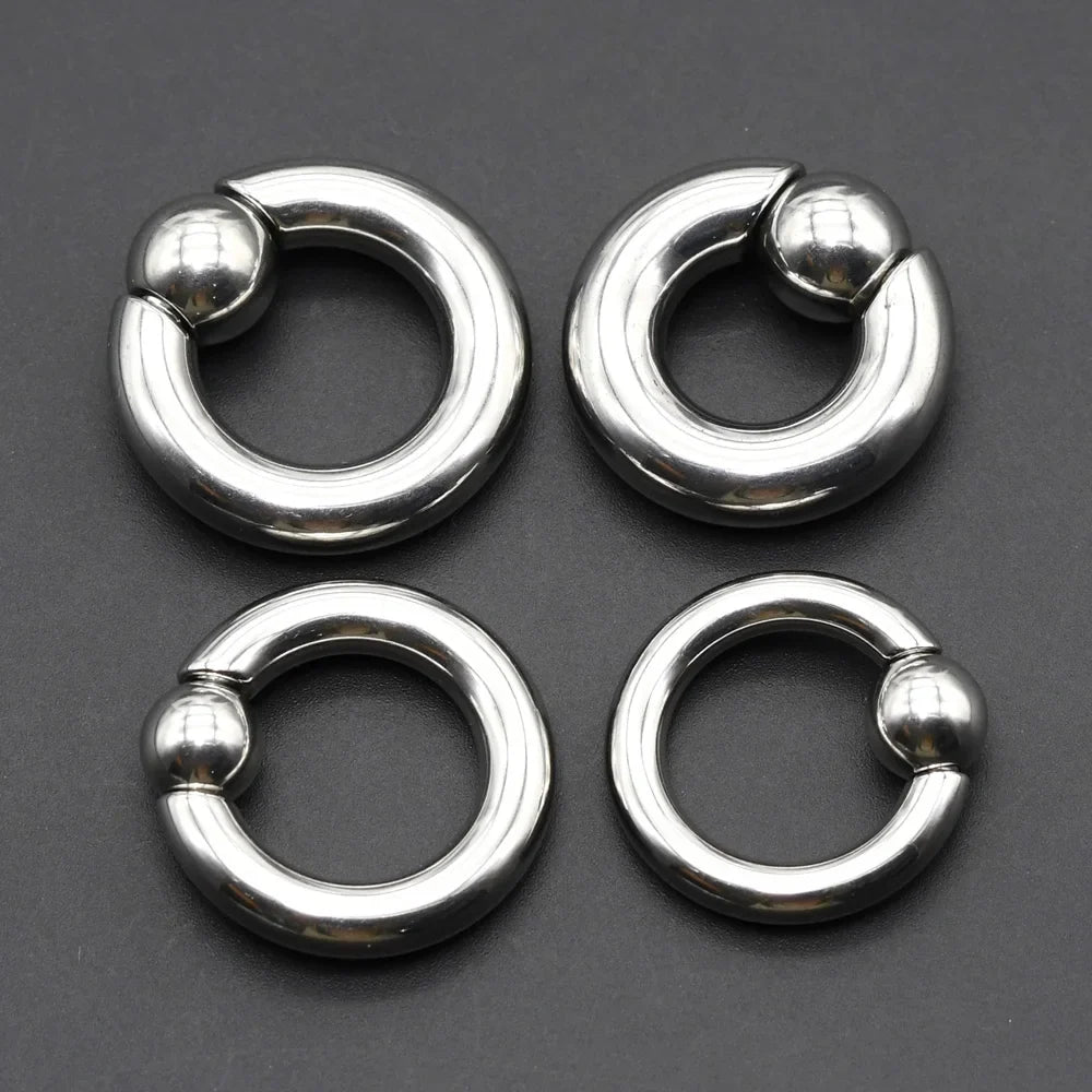 1Pc Large Gauges Stainless Steel CAPTIVE SPRING BEAD RING for Septum Piercing BCR Nose Ring Hoop Expander Earlobe Earrings 00G