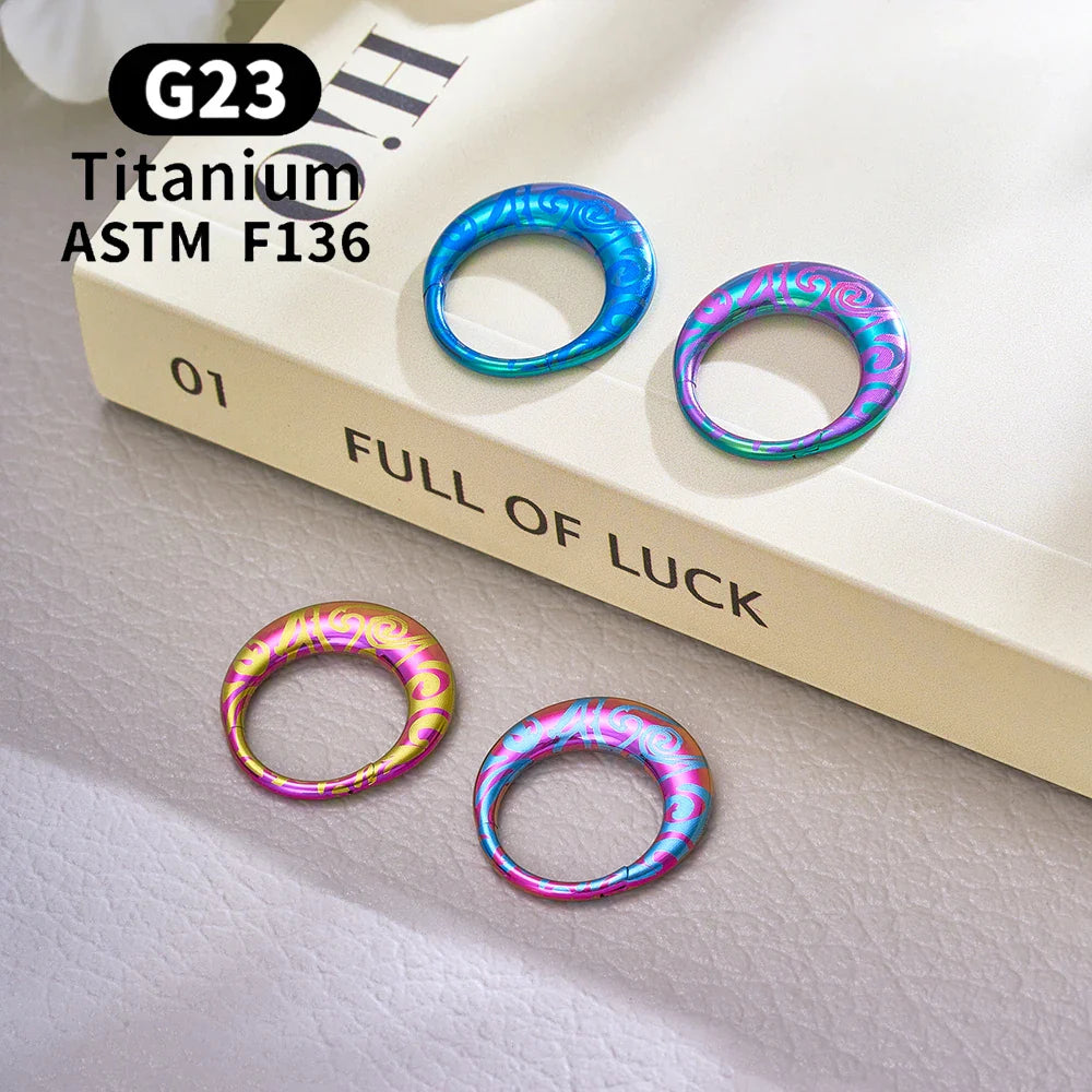 ASTM F136 Titanium 16G Moon Septum Hoop Ring Anodizing Hinged Segment Nose Clicker Tragus Helix Daith Earring Piercing Jewelry