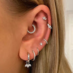 1PC Little Star Moon Snake Crystal Charms Pendant Helix Daith Earrings for Women Hanging Matching Piercing Lobe Tragus Jewelry