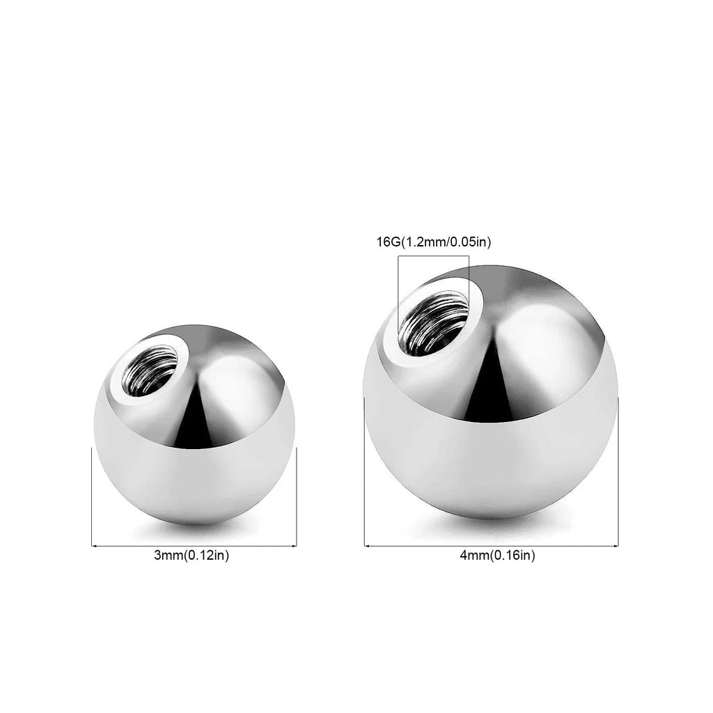 100 Pcs/bag 3mm 4mm Replacement  BALLS  Threaded Surgical Steel Industrial Barbell Tongue Belly Body Piercing Parts
