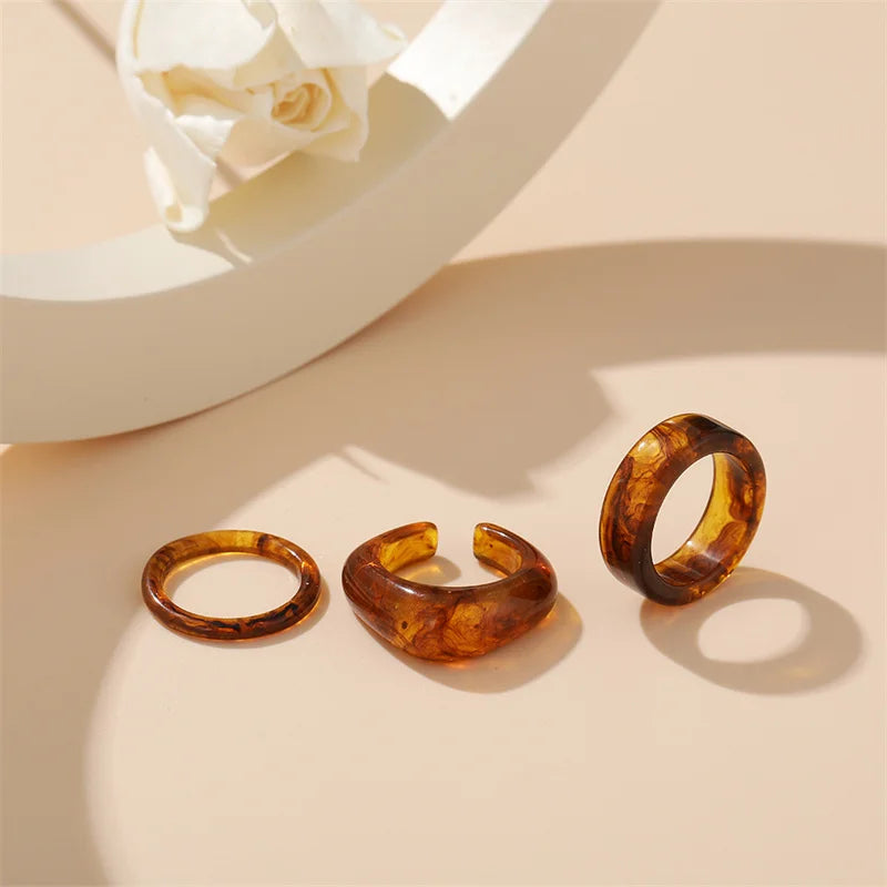 2022 Summer Colorful Ring Set Wholesale Fashion Geometric Chain Candy Color Irregular Opening Rings Women Party Finger Jewelry