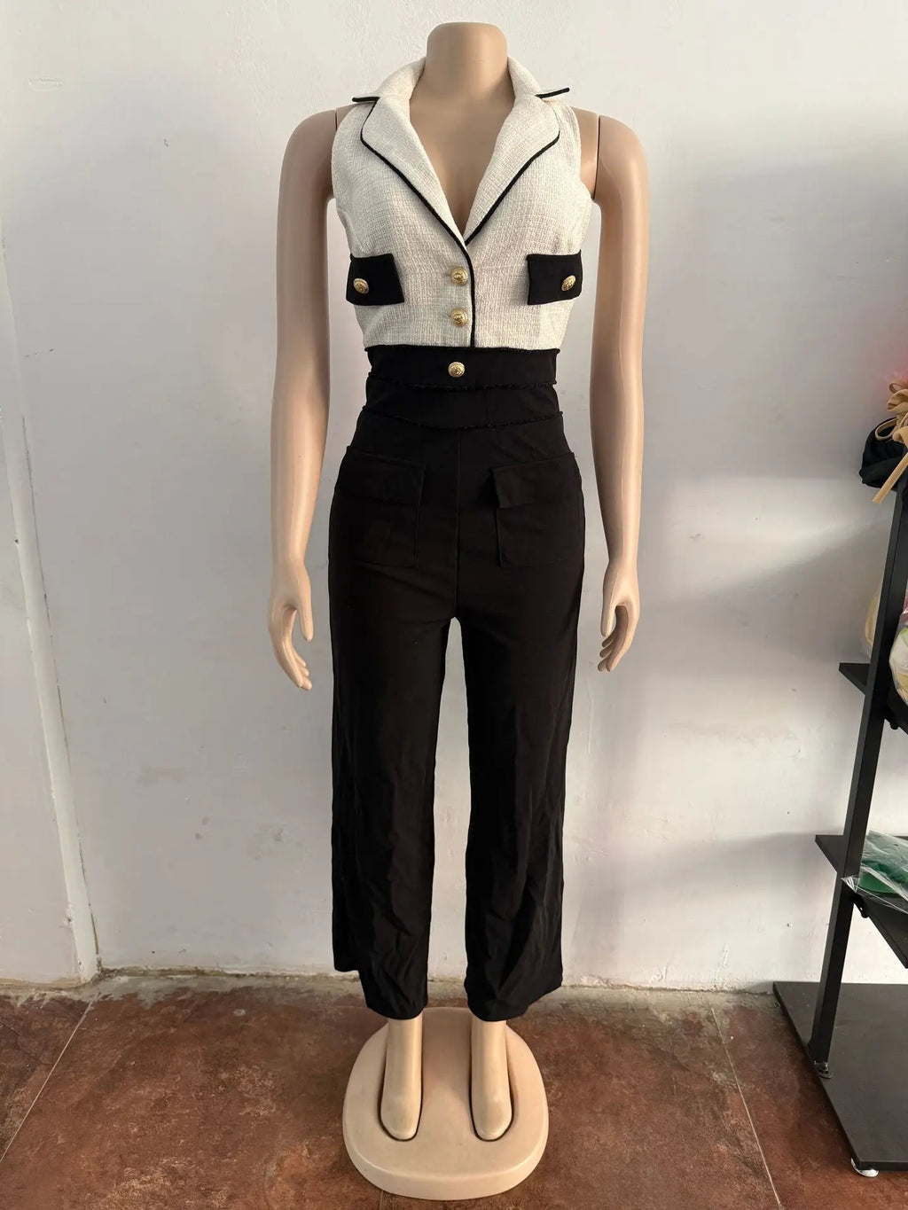 Elegent Office Lady Jumpsuits for Women Full Length Summer V Neck Sleeveless Blazer Jumpsuit High Waist Sexy Backless Jumpsuit