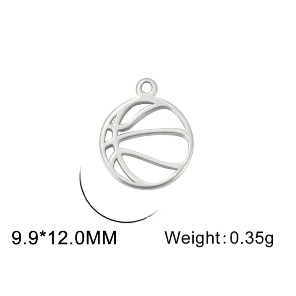 EUEAVAN 5pcs Mini Charms Stainless Steel Volleyball Charm for Bracelet Necklace Earrings DIY Jewelry Making Supplies Wholesale