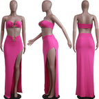 Customized Sexy Strapless Hollow Out Women Dress White Sleeveless High Slit Dress Female Autumn Skinny Elegant Party Clubwear 20