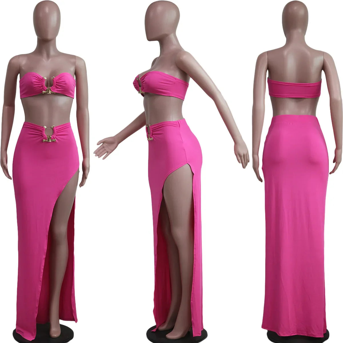 Customized Sexy Strapless Hollow Out Women Dress White Sleeveless High Slit Dress Female Autumn Skinny Elegant Party Clubwear 20