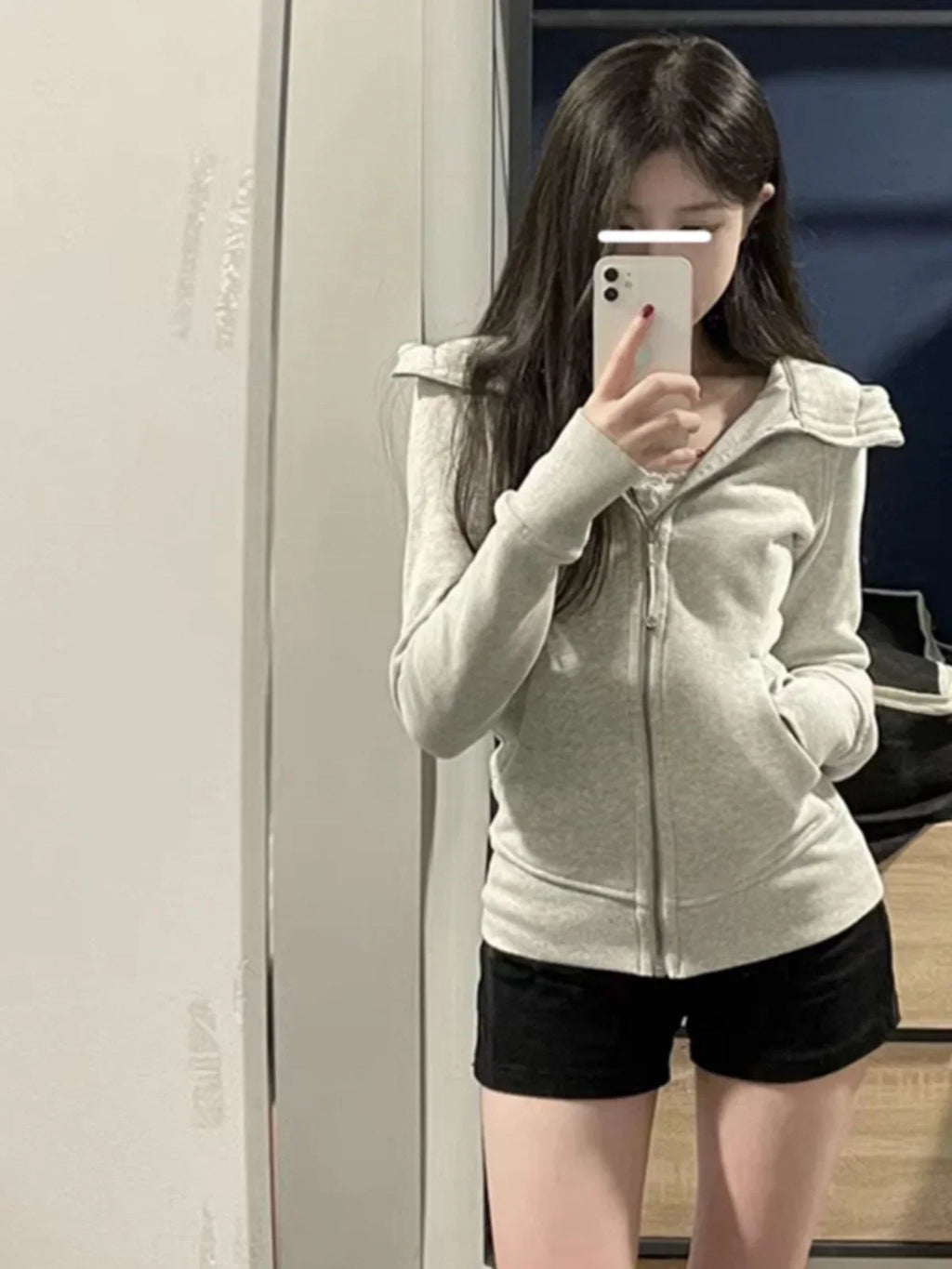 ay Fce Lined Hoodie Women's Sportswear Slim Fit Autumn Winter Casual Versatile Outerwear Korean Sle Commute Design