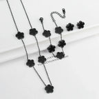 3Pcs Stainless Steel Hot Selling Gold Plated Clover Necklace Earrings Bracelet Jewelry Set Five Leaf Flower Jewelry For Women