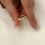 2025 New Stainless Steel 18 K Golden Plated Sun Rings for Women Natural Stone Inlaid in Hollow Metal Texture Ring Trendy Jewelry