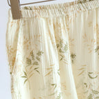 2025 New Spring and Autumn Women's Pajama Set 100% Cotton Crepe Printed Long Sleeve Pants Two Piece Home Suit Set Sleepwear