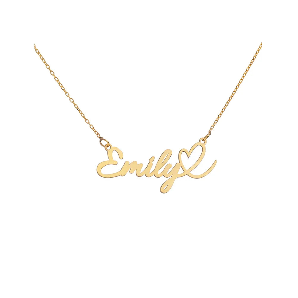 Custom Love Heart Name Necklace Personalized Letter Gold Pendant Stainless Steel Jewelry Fashion Trend Birthday Gift For Her