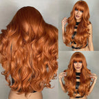 Blonde synthetic wig with straight bangs Ladies Cosplay wig High temperature silk wig set with big waves and long curly hair