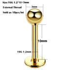 10Pcs/20Pcs/50Pcs G23 Titanium Labret Piercing Internal & External Design Lip Piercing Labret Stud Cartilage Helix Piercing