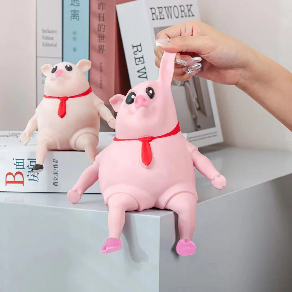 Cartoon Toy Pig Stretch Creative Sensory Toy Rebound Pig Stress Relief Toy Funny Squeeze Soft Pig Toy for Girls Boys