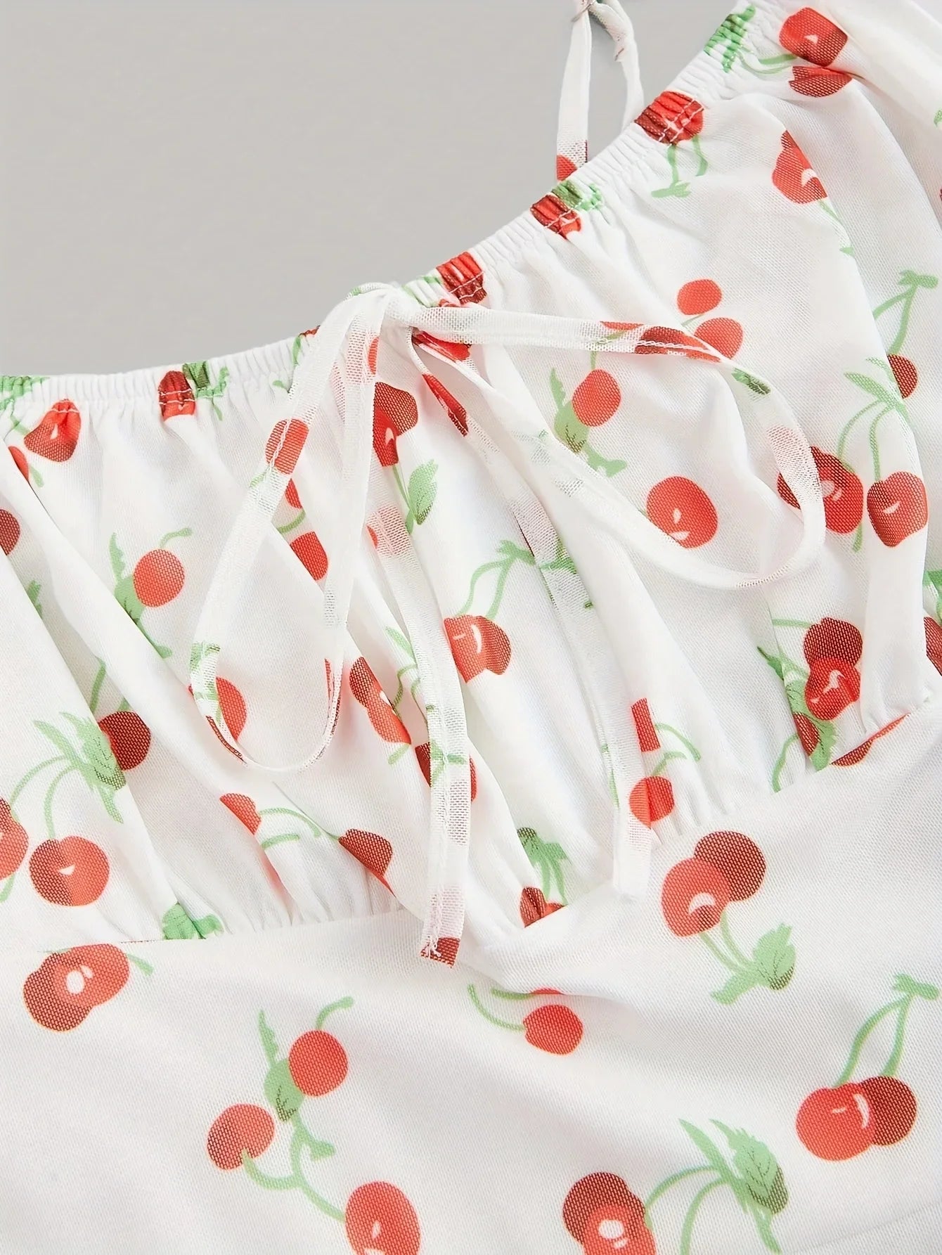 Cherry Printed Vintage Summer Dresses Y2kWomen Swing Robe Party Dress 2025 New Casual Vestidos Sexy Strapless A-Line Sundresses