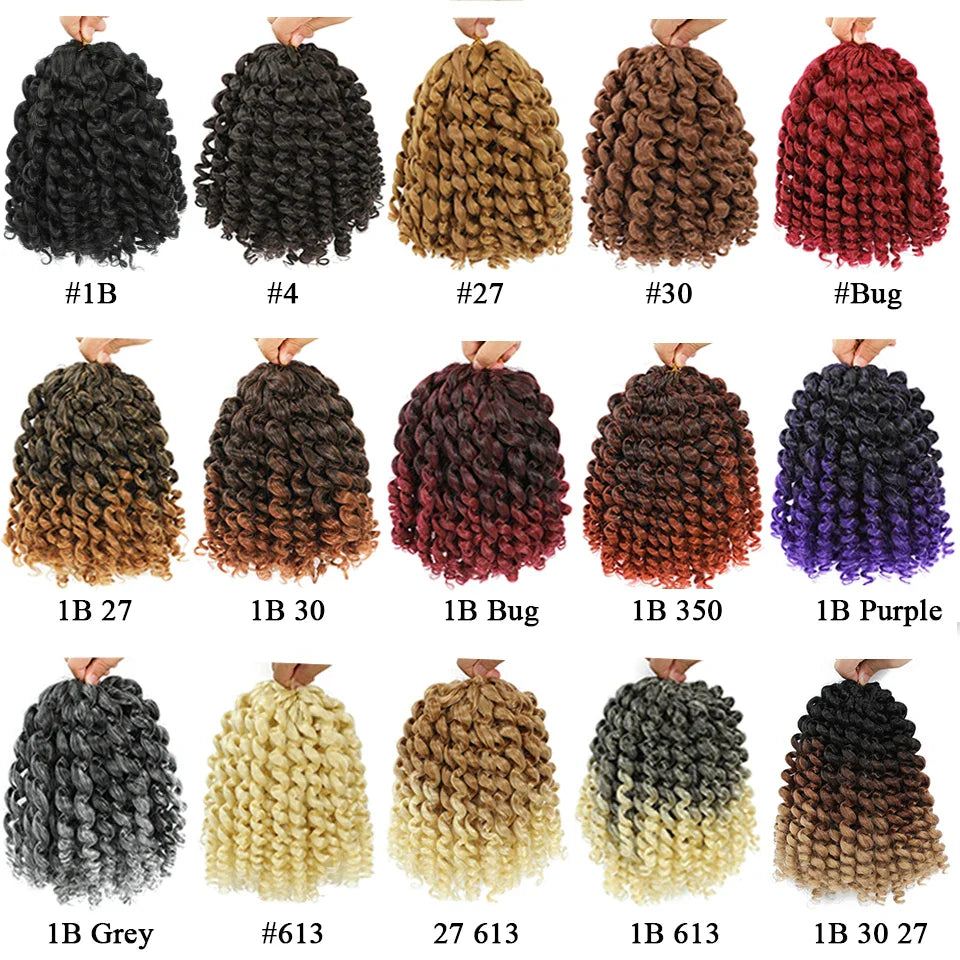 1- 5 Packs 8 inch Jumpy Wand Curl Jamaican Bounce Crochet Hair Natural Black Wand Curls Crochet Hair Short Curly Crochet Braids