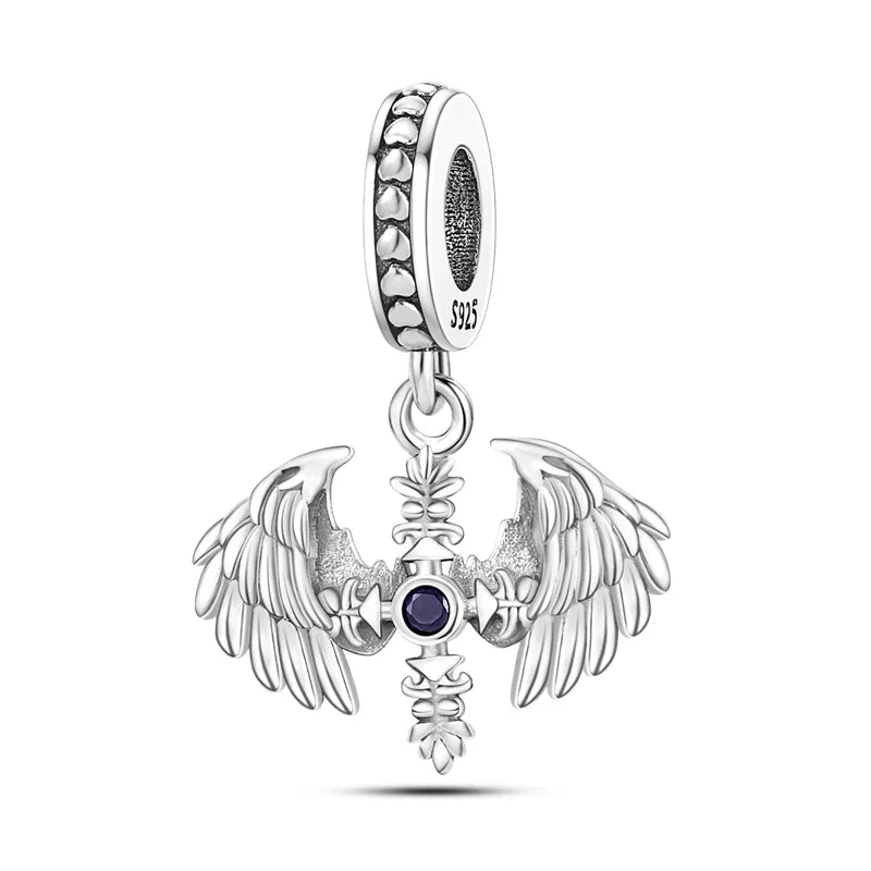 925 Silver Lucky Guardian Angel Dangle Beads Charm Women Fit Original Bracelet Necklace Original DIY Jewelry Making Gift