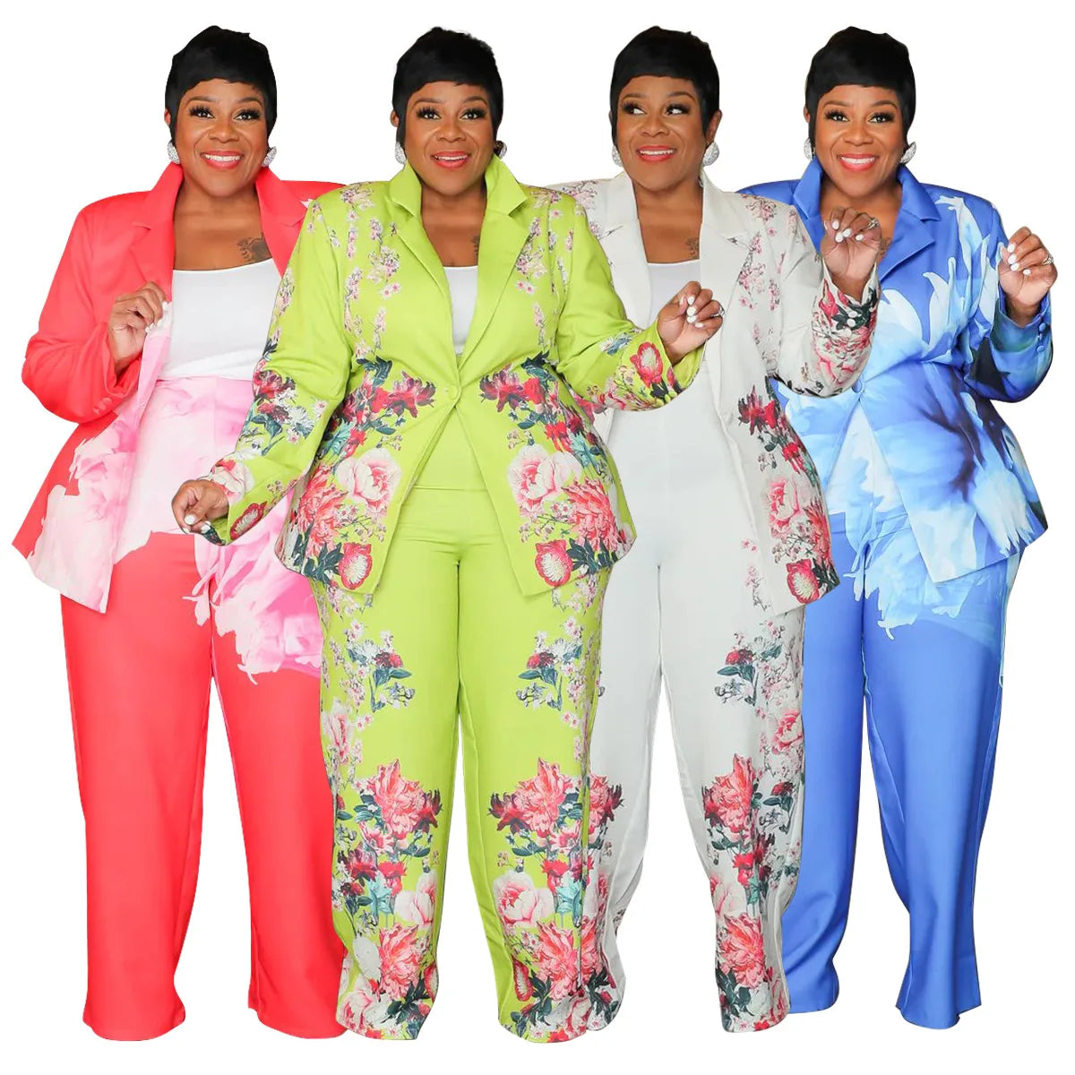 2 Piece Women Sets 2024 New Arrival Plus Size Autumn Winter Matching Two Pieces Sets Blazers Top Pants Suits Outfits Clothing